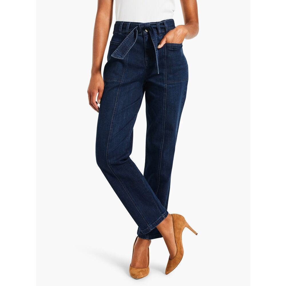 NIC+ZOE's high-rise jeans straight-leg removable tie belt Stretchy  Sz 33/ Large